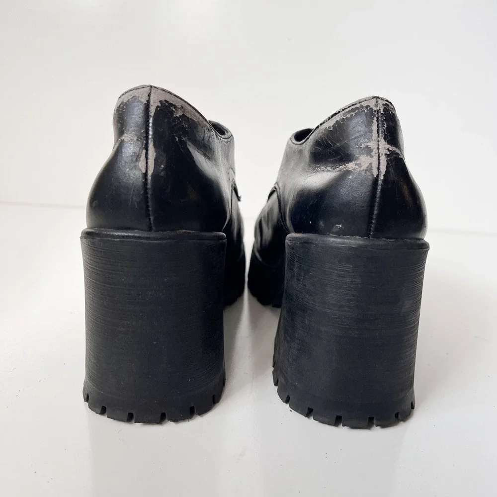Vintage 90s Y2K Chunky Platform Square Toe Mary Jane Boots Shoes Grommets Size 9